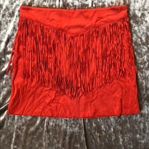 Rustic native fringe cowgirl mini skirt